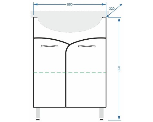 Тумба под раковину Stella Polar Волна 60 SP-00000052 Белая