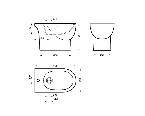Биде Sanita Luxe Art BD.FS/Art/C/WHT.G/S1 Белое