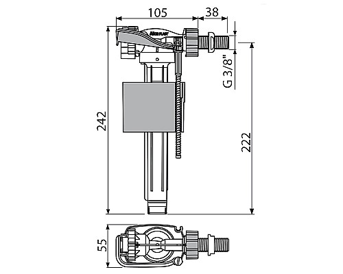 Наливная арматура Alcaplast A150-3/8 с боковой подводкой