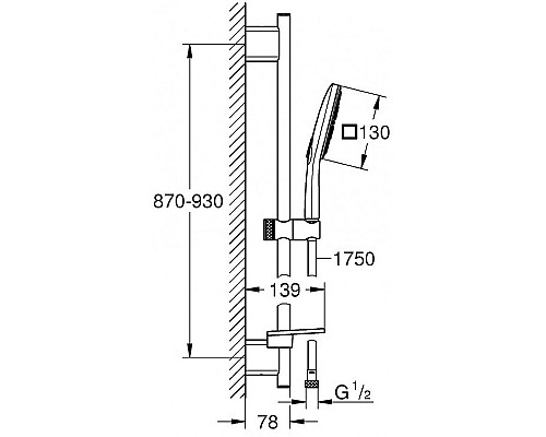 Душевой гарнитур Grohe Rainshower SmartActive 26586LS0 Белая луна Хром