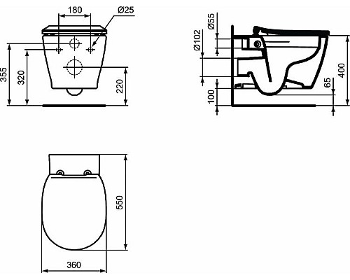 Комплект унитаза с инсталляцией Ideal Standard Connect Prosys E8822301PC15 с сиденьем Микролифт без клавиши смыва