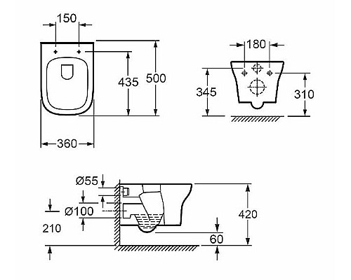 Унитаз Alcora Costa CH10134 39622 подвесной с сиденьем Микролифт