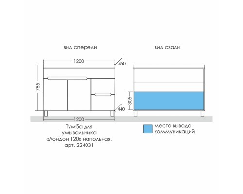 Тумба под раковину СанТа Лондон 120 224031 Белая
