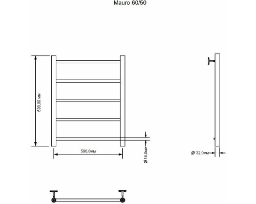Водяной полотенцесушитель Aquanet Mauro 60x50 Хром