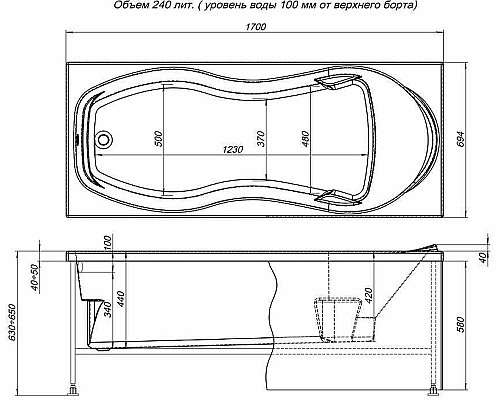 Акриловая ванна Aquanet Tessa 170x70 242925 без гидромассажа Акриловая ванна Aquanet Tessa 170x70 242925 без гидромассажа