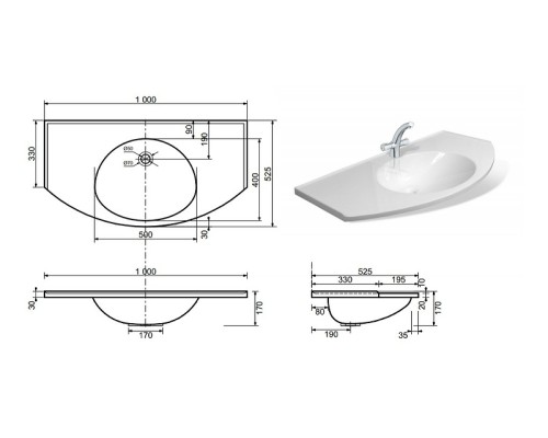 Раковина Эстет Флорида 100 ФР-00000802 Белая