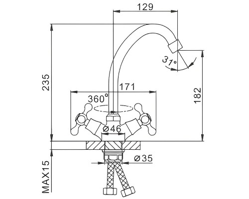 Смеситель для кухни Frap F4119-2 Хром