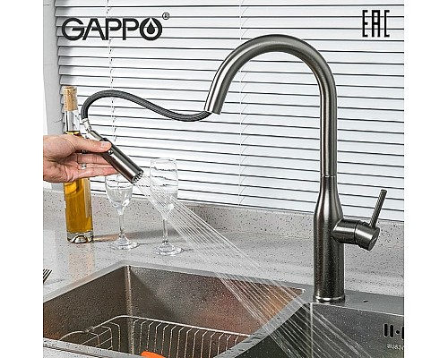 Смеситель для кухни Gappo G4398-41 Оружейная сталь