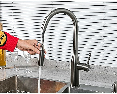 Смеситель для кухни Gappo G4398-41 Оружейная сталь