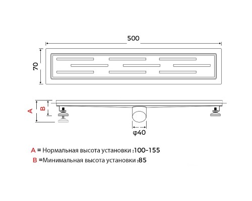 Душевой лоток Gappo с решеткой Нержавеющая сталь
