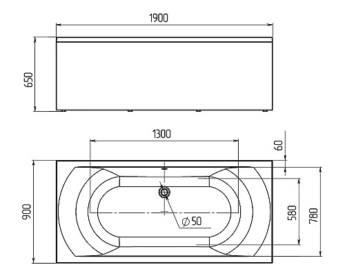 Акриловая ванна Marka One Esma MG 190x90 01эс1990 без гидромассажа
