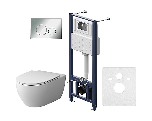 Комплект унитаза с инсталляцией AM.PM Awe FlashClean IS49051.111700 с сиденьем Микролифт и клавишей смыва Хром