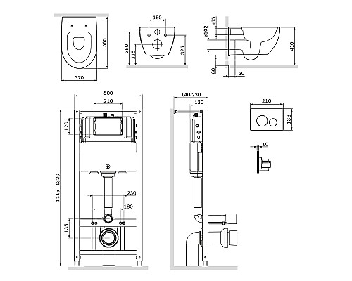 Комплект унитаза с инсталляцией AM.PM Awe FlashClean IS49051.111700 с сиденьем Микролифт и клавишей смыва Хром