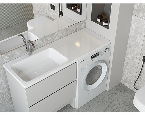 Раковина Madera Kamilla 130 L 4627173210591 на стиральную машину Белая Раковина Madera Kamilla 130 L 4627173210591 на стиральную машину Белая