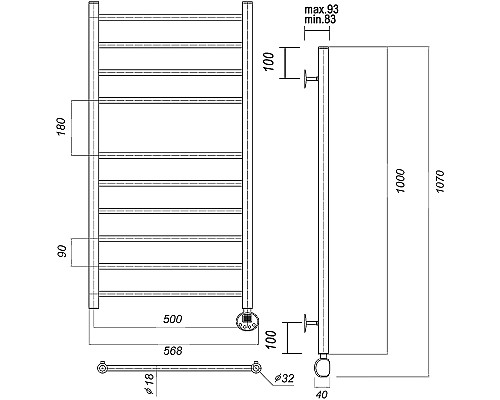 Электрический полотенцесушитель Domoterm Медея П10 500x1000 ER Хром Электрический полотенцесушитель Domoterm Медея П10 500x1000 ER Хром