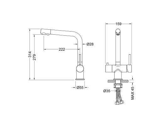 Смеситель для кухни Timo Saona 2396/03F Черный матовый