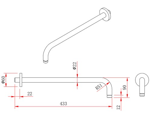 Кронштейн для верхнего душа Berges Ventas R Black 074010 Черный матовый