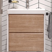 Тумба под раковину Velvex Gesso 60 tp.GES.9696.60.2Y подвесная Белая матовая Дуб сонома