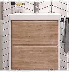 Тумба под раковину Velvex Gesso 60 tp.GES.9696.60.2Y подвесная Белая матовая Дуб сонома
