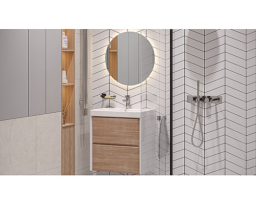 Тумба под раковину Velvex Gesso 60 tp.GES.9696.60.2Y подвесная Белая матовая Дуб сонома Тумба под раковину Velvex Gesso 60 tp.GES.9696.60.2Y подвесная Белая матовая Дуб сонома