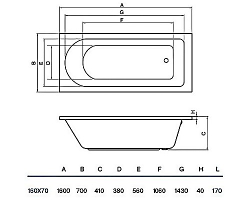 Акриловая ванна Koller Pool Dakota 160x70 без гидромассажа