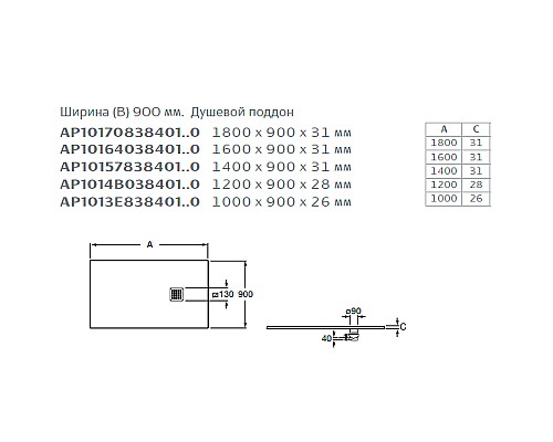 Душевой поддон из композитного материала Roca Terran 120x90 AP1014B038401100 Белый