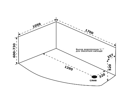 Акриловая ванна Bas Камея PRO 170x105 R В А0122 без гидромассажа