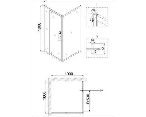 Душевой уголок Niagara Nova 100х100 NG-0200-08 BLACK профиль Черный стекло прозрачное