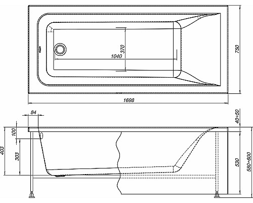 Акриловая ванна STWORKI Стокгольм 170x75 270043 без гидромассажа