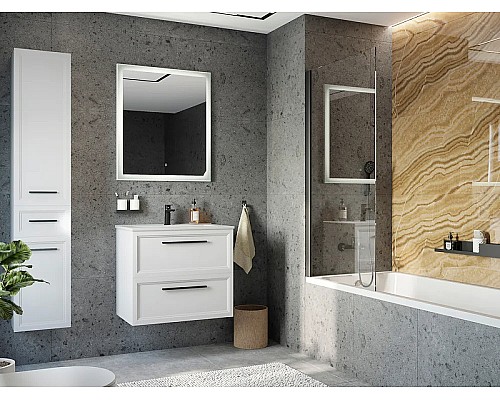 Зеркало STWORKI Эстерсунд 75 259342 с подсветкой Белое матовое с сенсорным выключателем