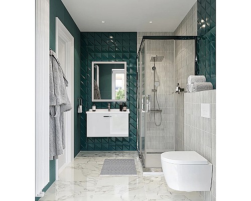 Зеркало STWORKI Эстерсунд 75 259342 с подсветкой Белое матовое с сенсорным выключателем