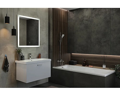 Зеркало STWORKI Эстерсунд 75 259342 с подсветкой Белое матовое с сенсорным выключателем