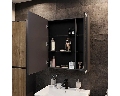 Зеркальный шкаф STWORKI Кронборг 70 1A262002KB820 Черный Серый