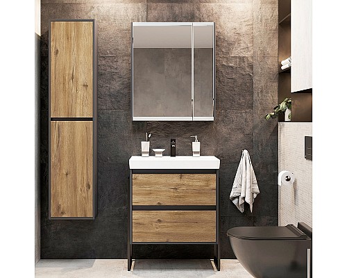 Зеркальный шкаф STWORKI Кронборг 70 1A262002KB820 Черный Серый