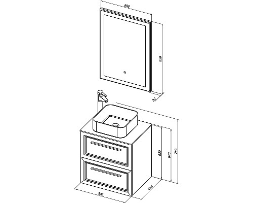 Комплект мебели для ванной STWORKI Эстерсунд 60 459717 подвесной Белый матовый Простоун беж