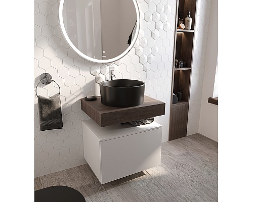 Комплект мебели для ванной STWORKI Ольборг 60 481134 подвесная Белая матовая Дуб карпентер