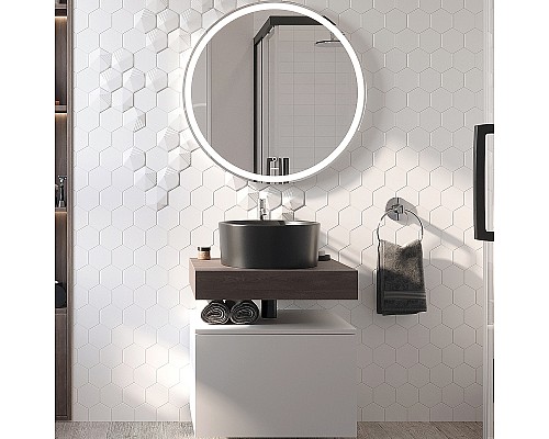 Комплект мебели для ванной STWORKI Ольборг 60 481134 подвесная Белая матовая Дуб карпентер