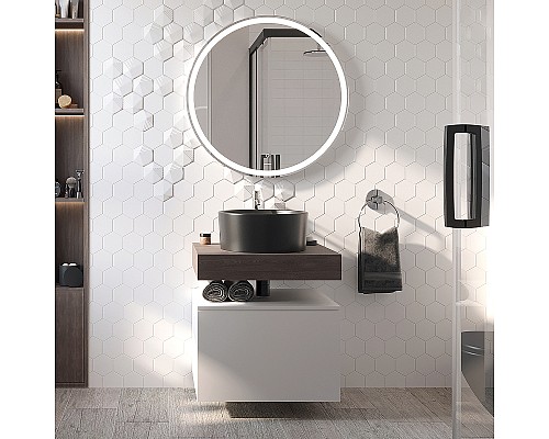 Комплект мебели для ванной STWORKI Ольборг 60 481134 подвесная Белая матовая Дуб карпентер