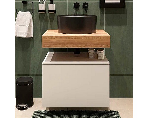 Комплект мебели для ванной STWORKI Ольборг 60 482678 подвесная Белая матовая Дуб французский