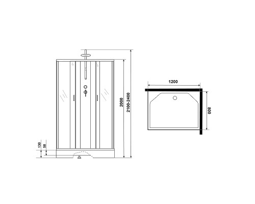Душевая кабина Niagara Classic 120х80 NG-43285-14QBKTG с гидромассажем