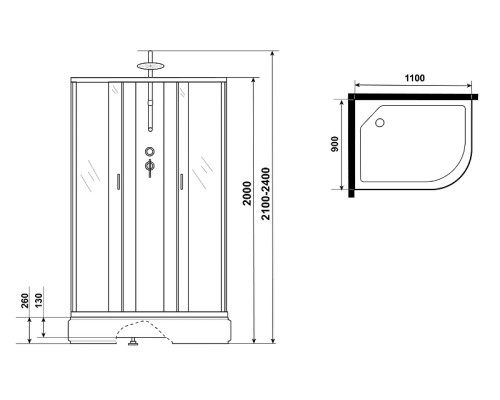 Душевая кабина Niagara Classic 110х90 L NG-33194-14LBKT без гидромассажа