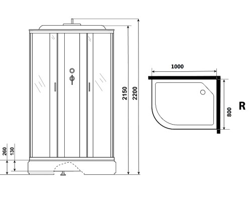 Душевая кабина Niagara Classic 100х80 R NG-33084-14RP без гидромассажа