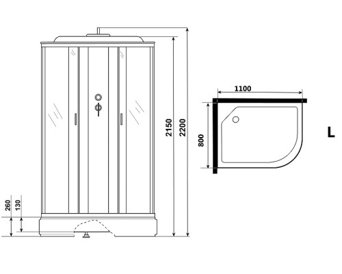 Душевая кабина Niagara Classic 110х80 L NG-33184-14LF с гидромассажем