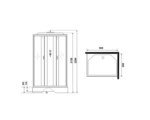 Душевая кабина Niagara Classic 90х80 NG-33984-14Q без гидромассажа