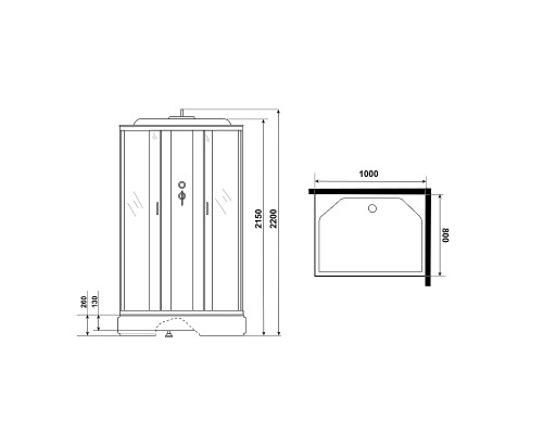 Душевая кабина Niagara Classic 100х80 NG-33084-14QG с гидромассажем