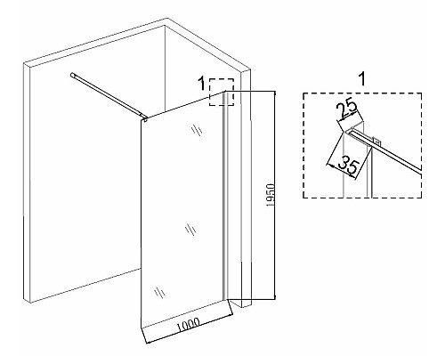 Душевая перегородка Niagara Nova 100 NG-687-10BLACK профиль Черный стекло прозрачное
