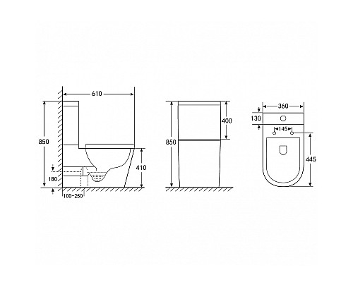 Унитаз компакт Abber Bequem AC1112 с бачком и сиденьем Микролифт