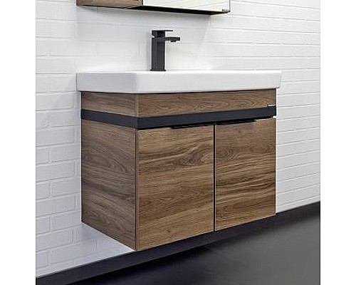 Тумба с раковиной Comforty Соло 70 00-00010978 подвесная Дуб темно-коричневый