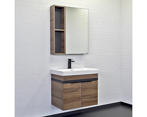 Тумба с раковиной Comforty Соло 70 00-00010978 подвесная Дуб темно-коричневый
