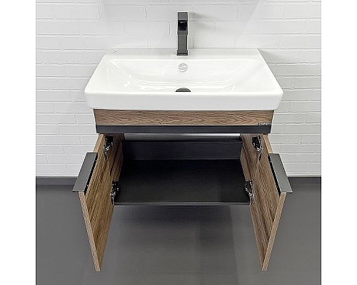 Тумба с раковиной Comforty Соло 70 00-00010978 подвесная Дуб темно-коричневый